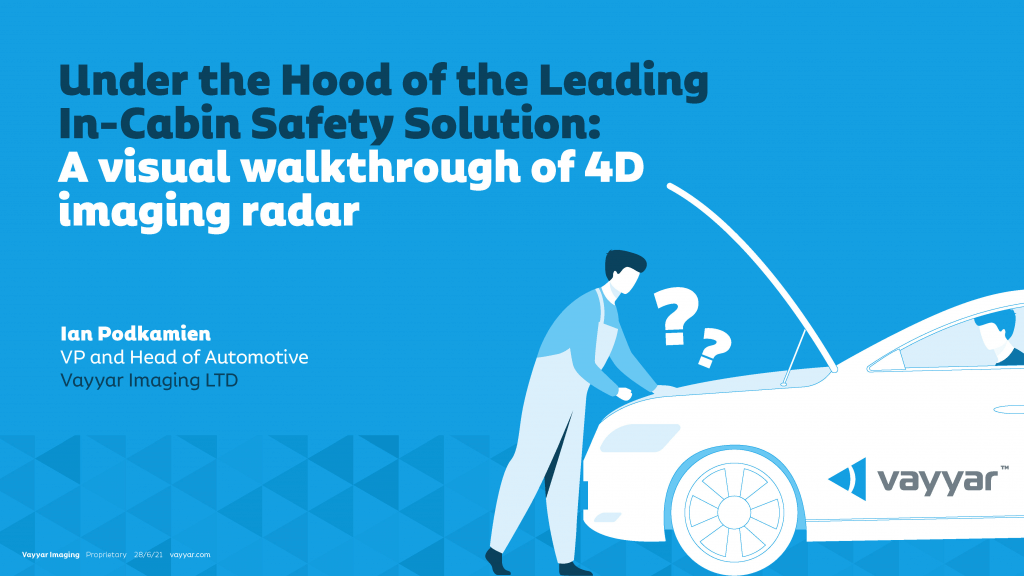 Under the Hood of the Leading In-Cabin Safety Solution: A visual walkthrough of 4D imaging radar. Ian Podkamien:VP and Head of Automotive, VayyarImaging LTD